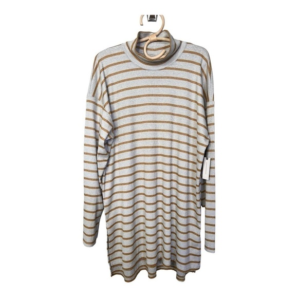 Anthropologie Vanessa Virginia Metallic Stripe Gold Funnel Neck Top XL NWT $78 - Picture 13 of 15